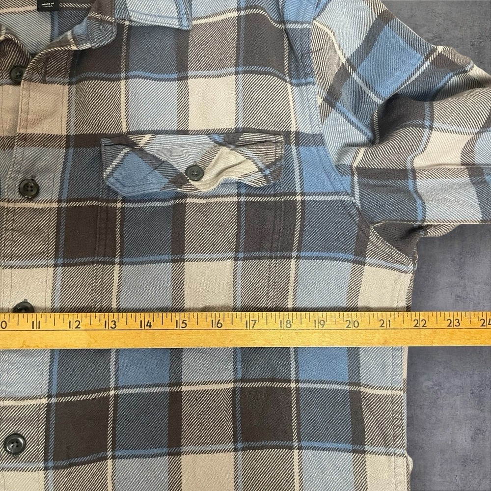 Patagonia Fjord Flannel Button Down Shirt Mens M Blue/Gray Plaid Organic Cotton - Picture 7 of 10